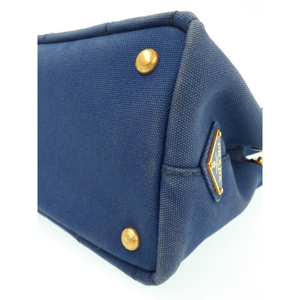 Prada Canapa Tote Denim canvas handbag top handles 2way Blue - Picture 5 of 9